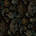 Paisley Beautiful golden seamless background.