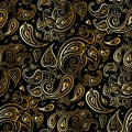 Paisley Beautiful golden seamless background.