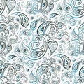 Paisley Beautiful silver seamless background.