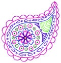 Paisley buta doodle colorful single vector