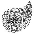 Paisley buta hand drawn monochrome pattern doodle vector art