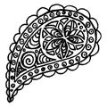 Paisley buta hand drawn monochrome pattern doodle vector art