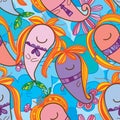 Paisley cartoon crazy seamless pattern