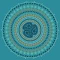 Paisley circle composition .Vector Oriental motif in cool colors