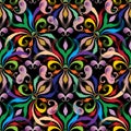 Paisley colorful seamless pattern. Vector floral background with Royalty Free Stock Photo