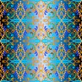 Paisley elegance floral vector seamless pattern. Ornamental oriental arabian style blue background. Decorative vintage ornaments.