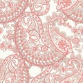 Paisley elegance seamless pattern with ethnic flowers and leaf, vector floral illustration in vintage style