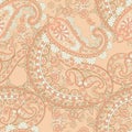 Paisley elegance seamless pattern with ethnic flowers and leaf, vector floral illustration in vintage style