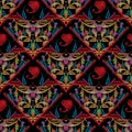 Paisley embroidery seamless pattern. Vector colorful tapestry fl Royalty Free Stock Photo