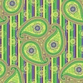 Paisley fabric seamless vector pattern. Orient orn