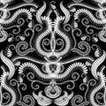 Paisley floral seamless pattern. Black and white patterned vect Royalty Free Stock Photo