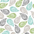 Paisley floral traditional lovely indian seamless pattern vector design. Royalty Free Stock Photo