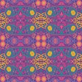 Paisley and flower design, ethnic tribal fabric, bandana. Seamless retro pattern Royalty Free Stock Photo