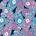 Paisley and flower design, ethnic tribal fabric, bandana. Seamless retro pattern Royalty Free Stock Photo