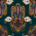 Paisley hamsa ornament background