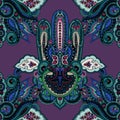 Paisley hamsa ornament background