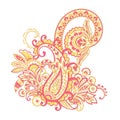 Paisley isolated. Card with paisley isolated for design. Floral vector pattern. Embroidery floral vector pattern. Royalty Free Stock Photo
