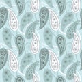 Paisley orient seamless pattern background in blue and white colors. Vector