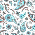 Paisley oriental floral seamless pattern