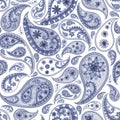 Paisley oriental navy and white pattern