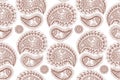 Paisley ornament seamless pattern outline Royalty Free Stock Photo