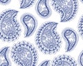 Paisley ornament seamless pattern outline Royalty Free Stock Photo