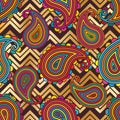 Paisley pastel Chevron bright seamless pattern