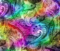 Paisley psychedelic background with acid trip colors Royalty Free Stock Photo