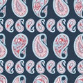 Floral fabric background with paisley ornament. Seamless vector pattern.