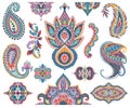 Paisley set. Oriental decorative design elements for fabric, prints, wrapping paper, card, invitation, wallpaper.