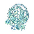 Paisley vector ornament. Fantastic flower, leaves