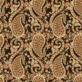 Paisley vector seamless pattern. Fantastic flower, leaves. Batik style painting. Vintage background Royalty Free Stock Photo