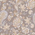 Paisley and vintage flowers seamless pattern. Ethnic floral vector background. Royalty Free Stock Photo