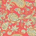Paisley and vintage flowers seamless pattern. Ethnic floral vector background. Royalty Free Stock Photo