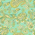 Paisley and vintage flowers seamless pattern. Ethnic floral vector background. Royalty Free Stock Photo