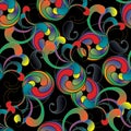 Paisleys Seamless Pattern. Abstract Colorful Background Wallpaper. Bright Endless Ornament With Multicolor Paisley Flowers.
