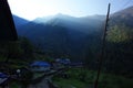 Paiya 2730m village in sunrise, Himalaya mountains Nepal Royalty Free Stock Photo