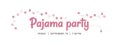 Pajama party horizontal banner template with pink garland and textual event announcement.