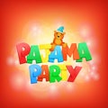 Pajama party lettering. Invitation card template