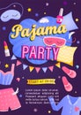 Pajama party`s invitation card.