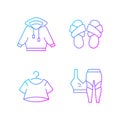 Pajamas for home gradient linear vector icons set