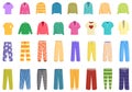 Pajamas icons set cartoon vector. Girl comfy clothes