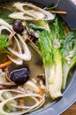 Pak choy and tea tree mushrooms soup