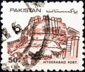 PAKISTAN - CIRCA 1984: A stamp printed in Pakistan from the `Forts` issue shows Hyderabad Fort, circa 1984.