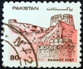 PAKISTAN - CIRCA 1984: A stamp printed in Pakistan from the `Forts` issue shows Ranikot Fort, circa 1984.