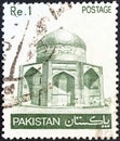 PAKISTAN - CIRCA 1978: A stamp printed in Pakistan shows Mausoleum of Ibrahim Khan Makli, Thatta, circa 1978.