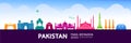 Pakistan travel destination grand vector illustration.