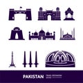 Pakistan travel destination grand vector illustration.