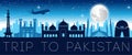 Pakistan famous landmark night time silhouette design Royalty Free Stock Photo