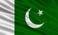 Pakistan flag design. Waving Pakistani flag made of satin or silk fabric. Royalty Free Stock Photo